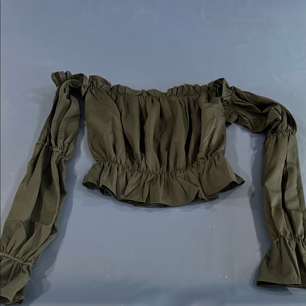 Olive Green Off-Shoulder Women's Top